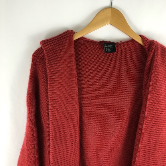 Theory Sweaters - Theory Red Cashmere Open Front Hooded Cardigan